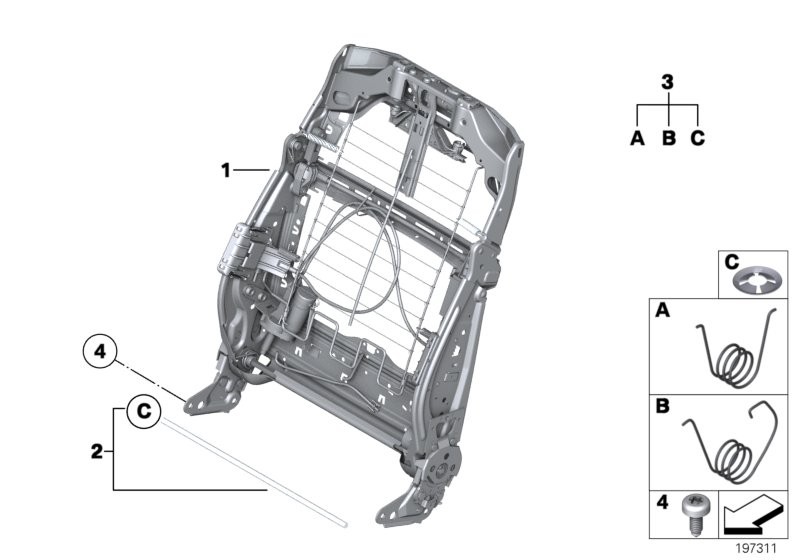 BMW Sedadlo přední rám opěradla