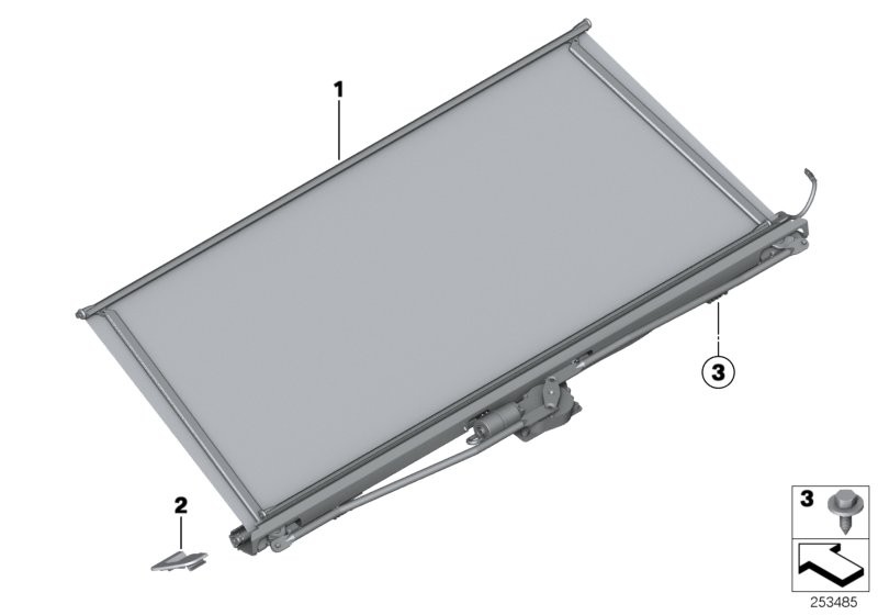 BMW Roller sun blind, storage shelf