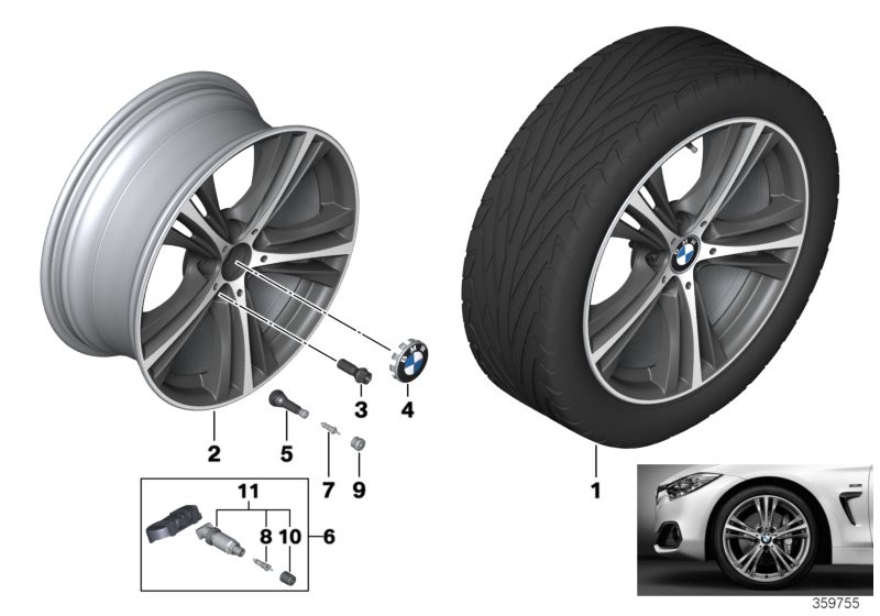 BMW Roue all. BMW à rayons étoile 407 - 19''