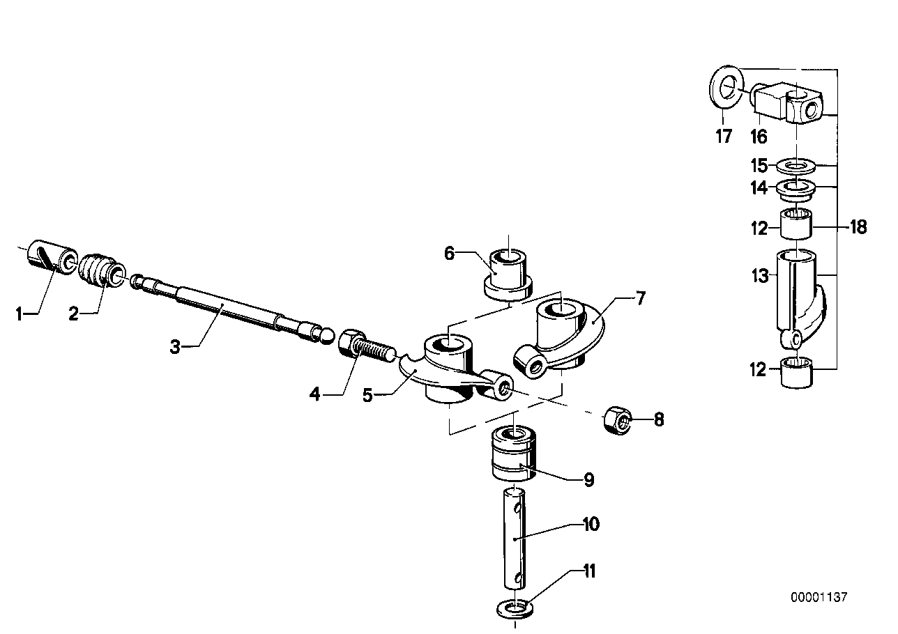 Rocker arm/shaft/valve lifter