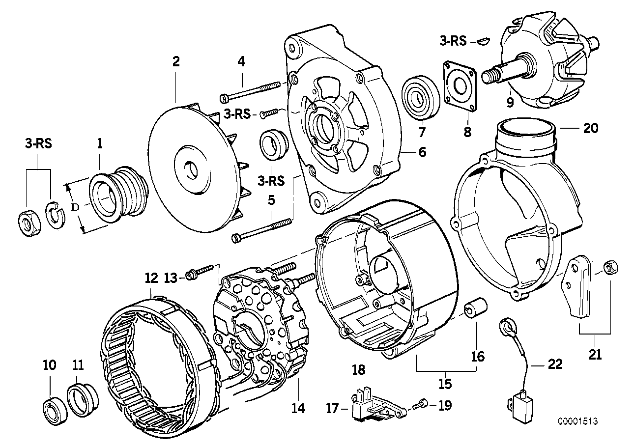 Componentes del alternador 105A