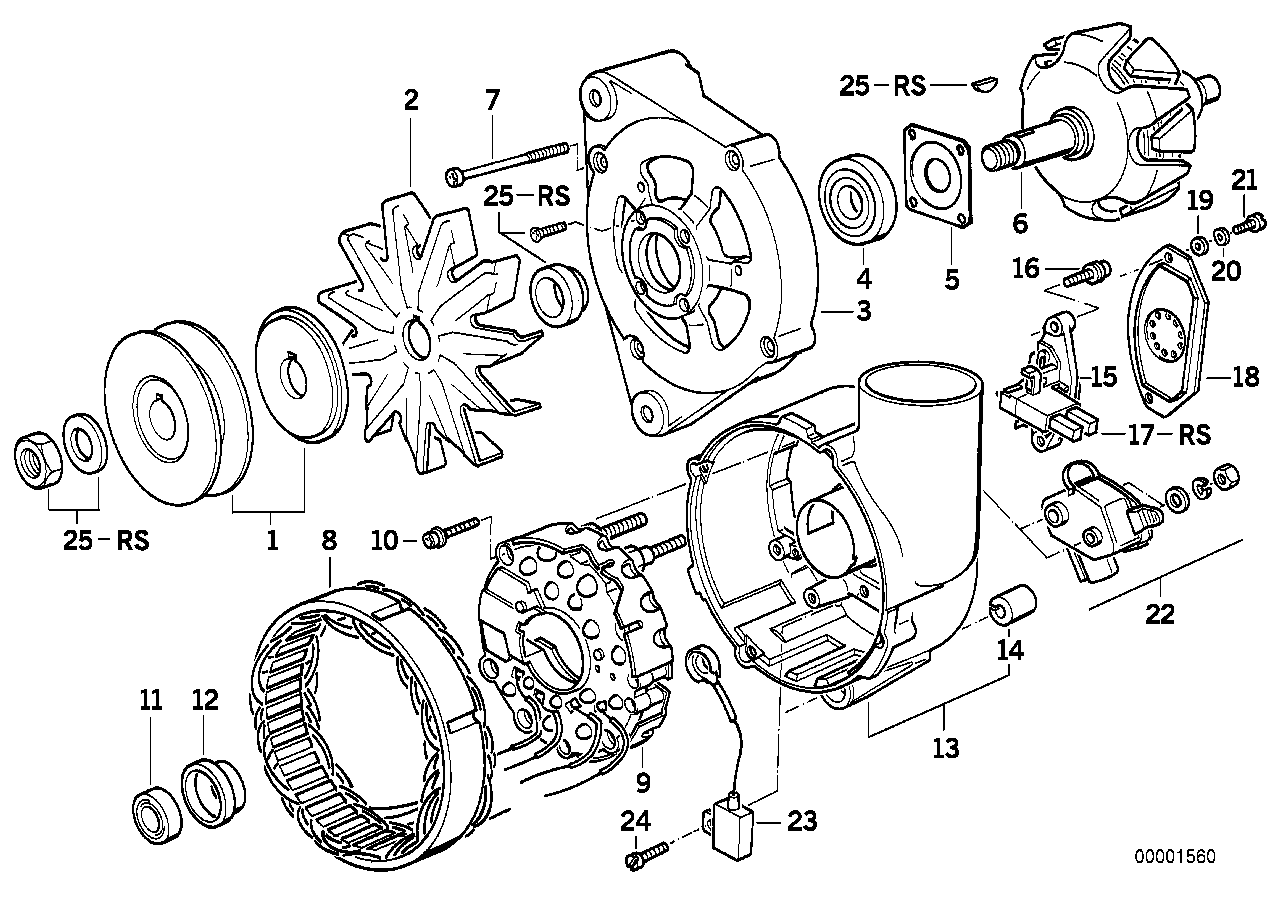 Componentes del alternador 115A
