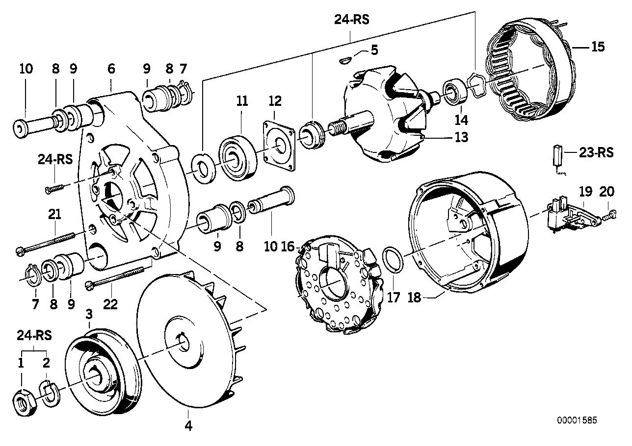 Componentes del alternador 80A