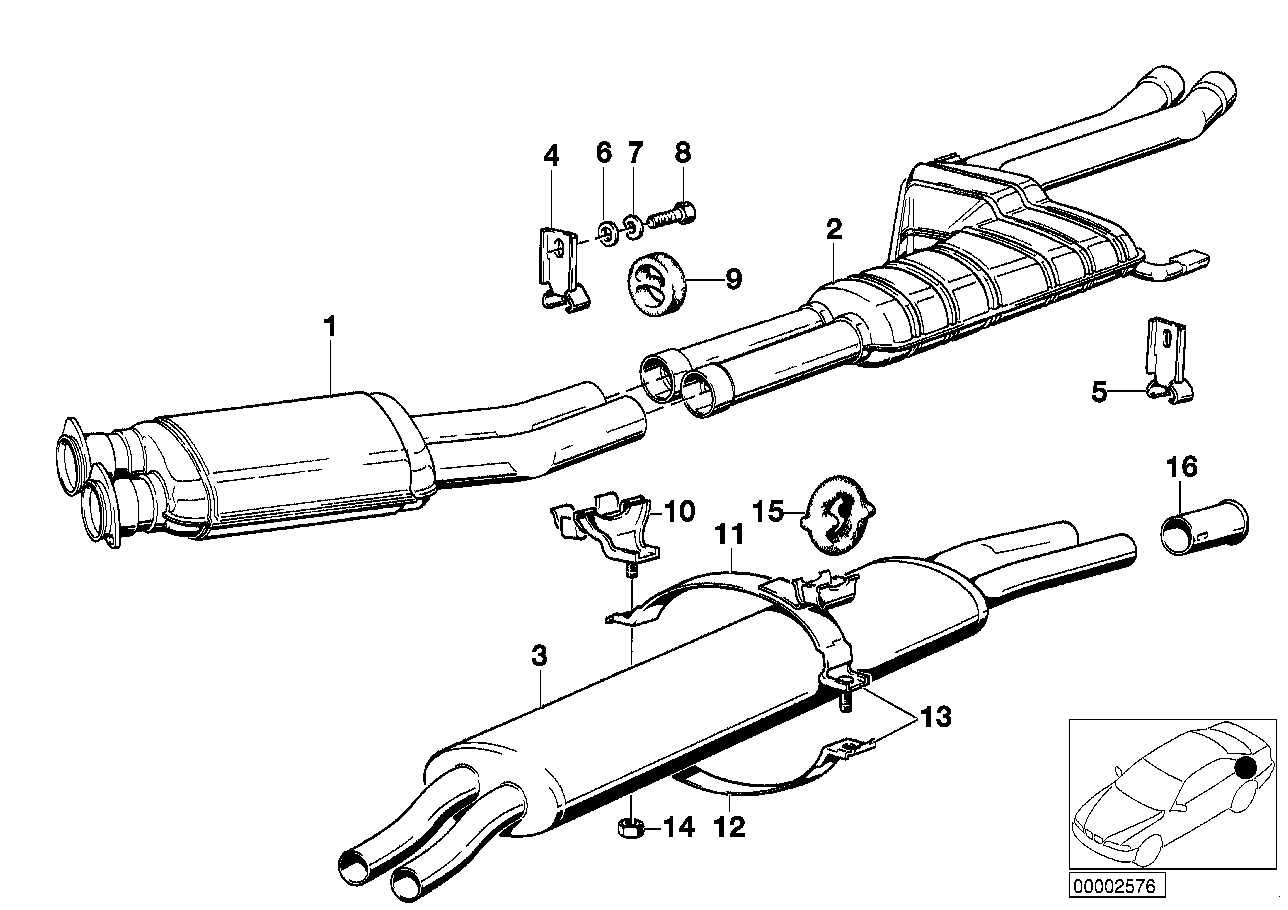 Exhaust assy without catalyst