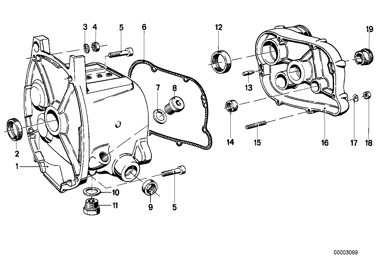Gearbox housing/mounting parts/gaskets