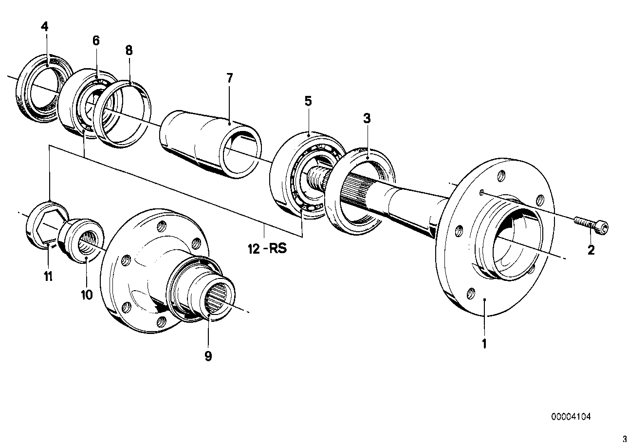 Arbol deleje trasera/soporte de rueda