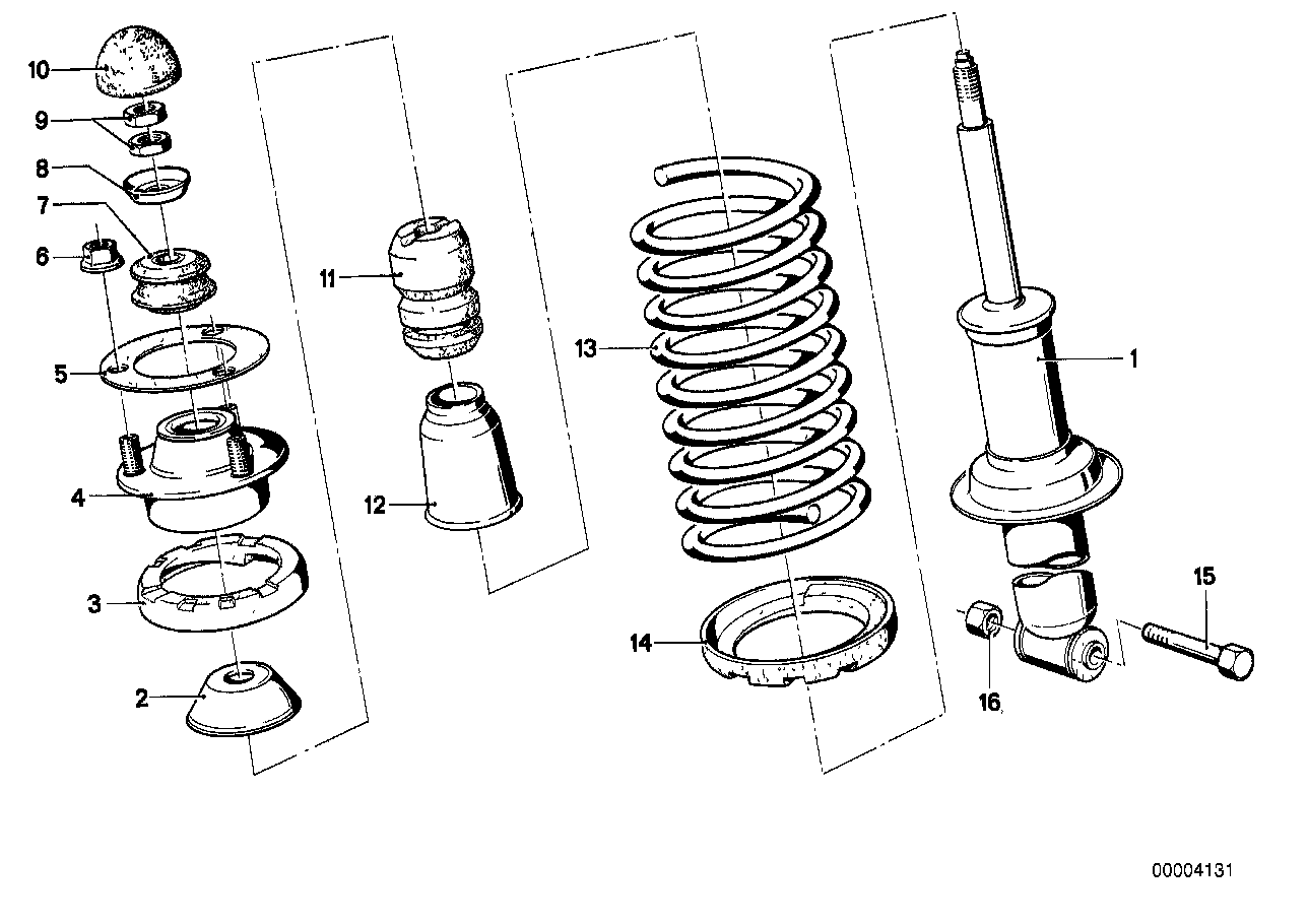 Amortisör kovanı, Arka-Münferit parçalar
