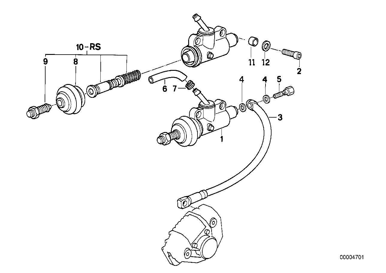 Rear brake master cylinder