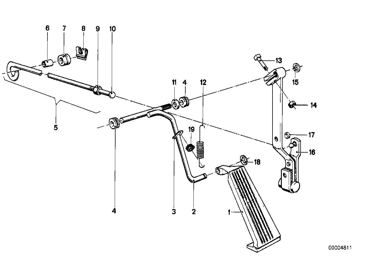 Accelerator pedal/rod assy