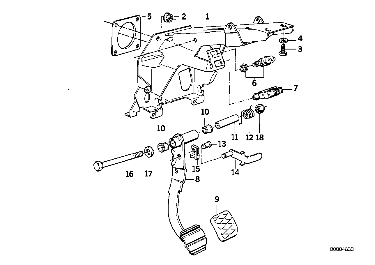 Pedals supporting bracket/brake pedal