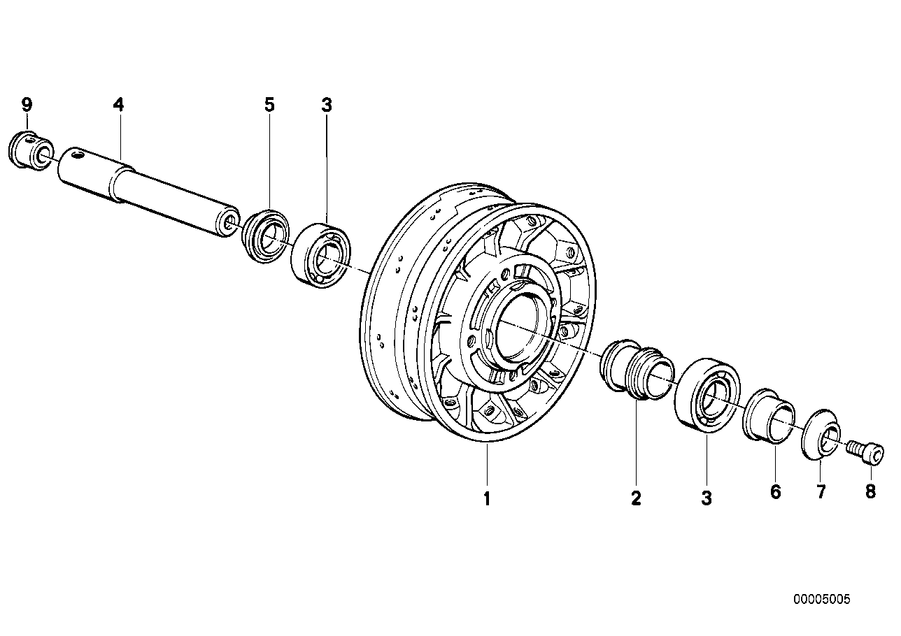 Wheel hub mounting parts front