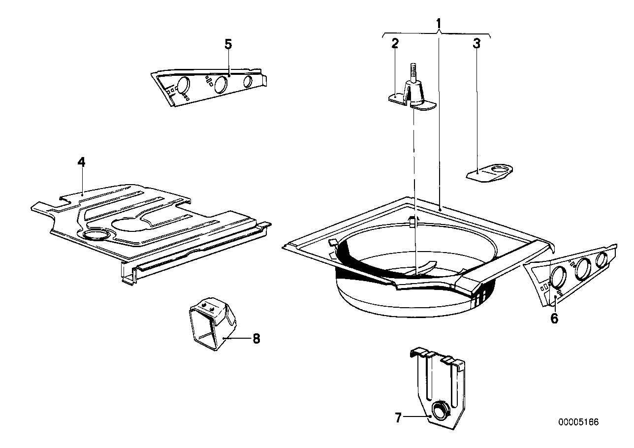 Floor panel trunk/lateral parts