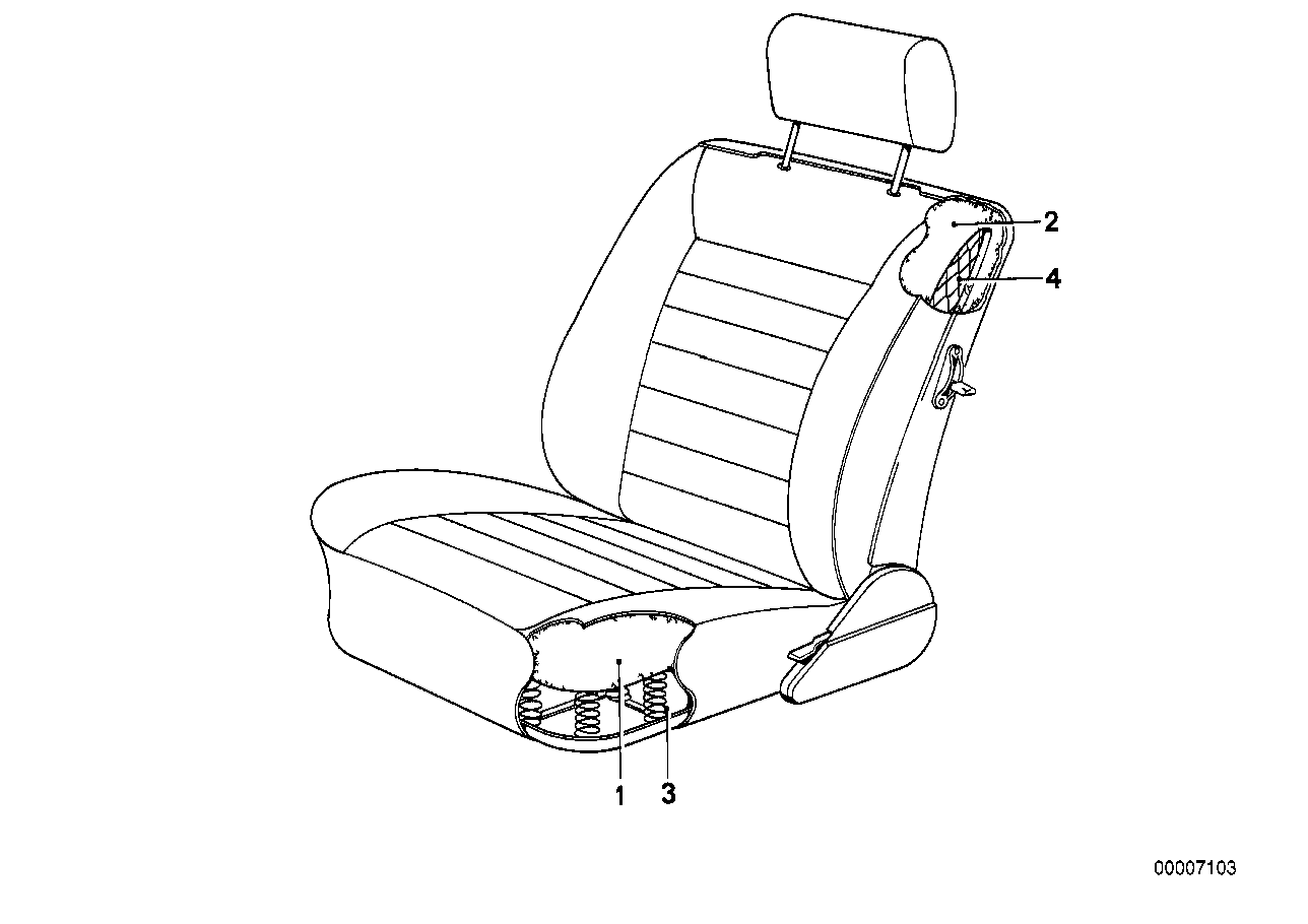 Front seat spring frame pad