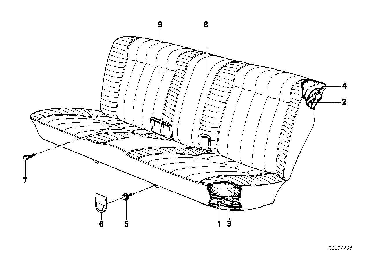 Fotel tylny, trzpień sprężyny/pokrycie