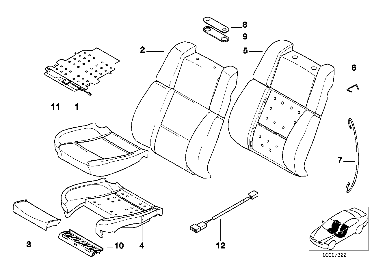 Seat, front,cushion & cover,contour seat