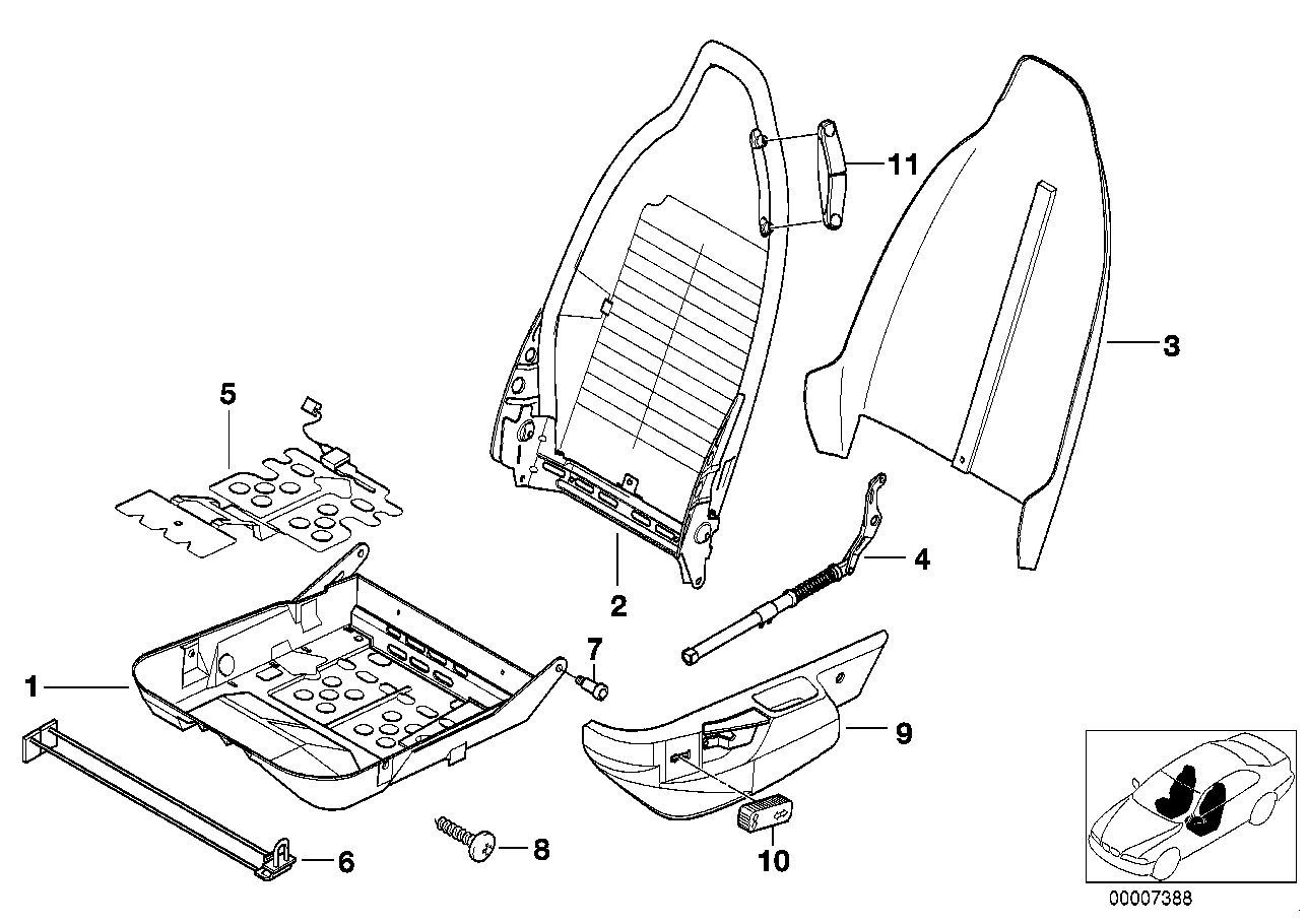 Front seat frame/covers