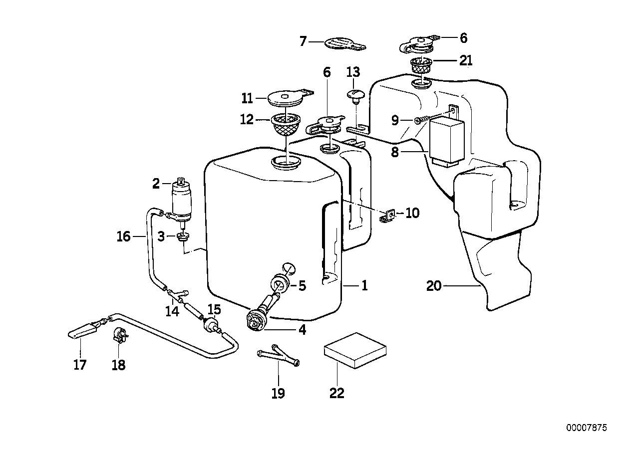 Детали системы омывателей фар