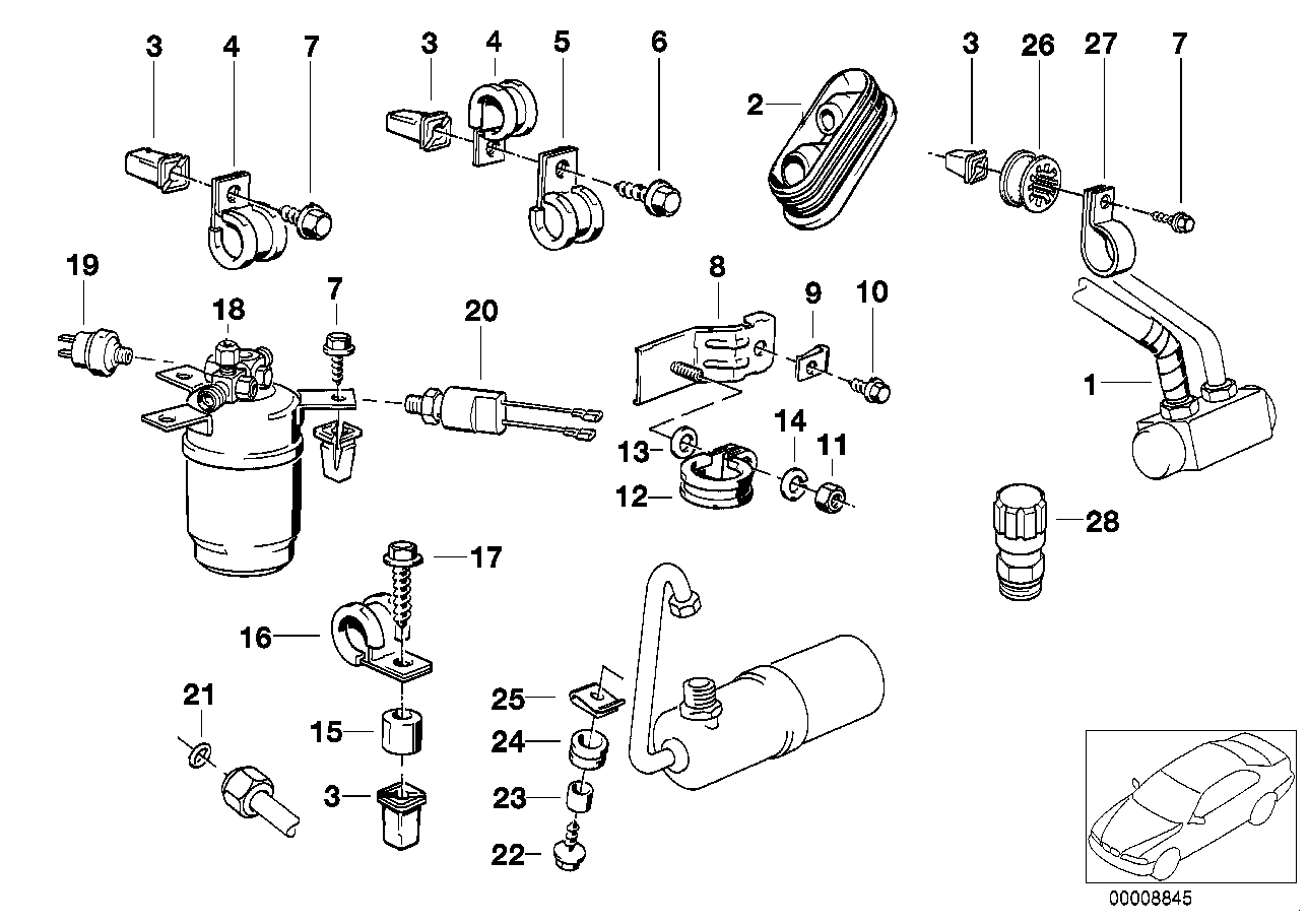 Trocknerflasche/Druckschalter/Kleinteile