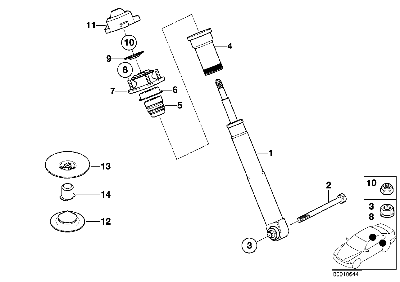 Amortisör kovanı, Arka-Münferit parçalar