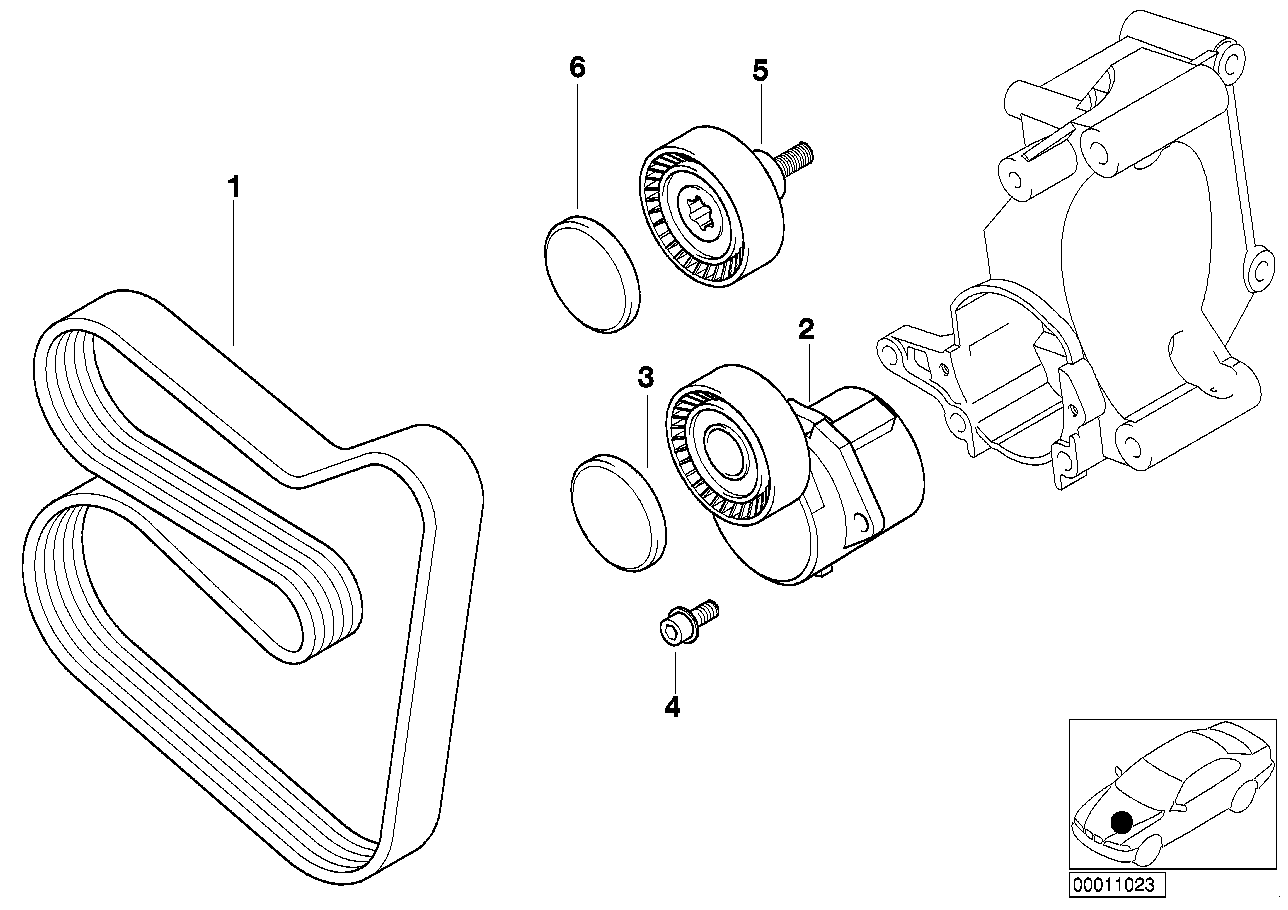 Riementrieb für Wasserpumpe/Generator