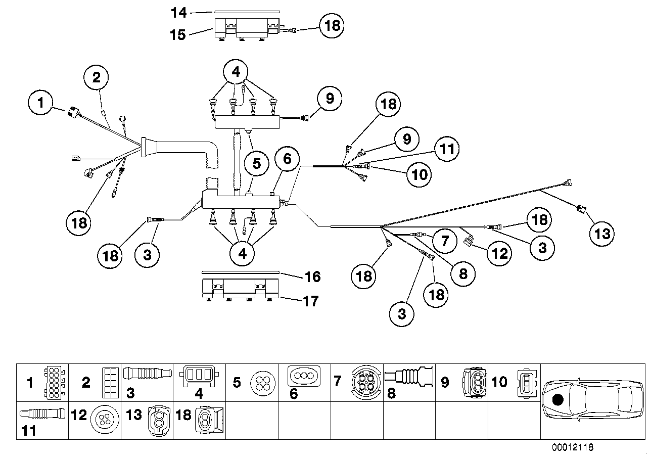 Детали жгута проводов модуля двигателя
