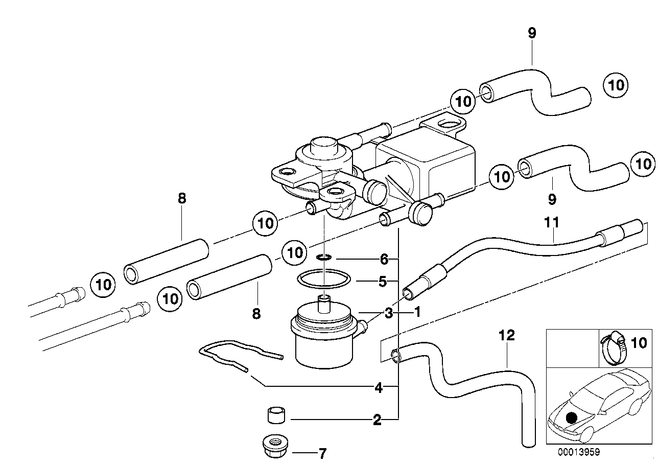 3/2-way valve and fuel hoses