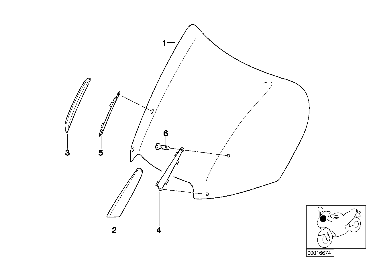 Windshield, adjustable/mounting parts