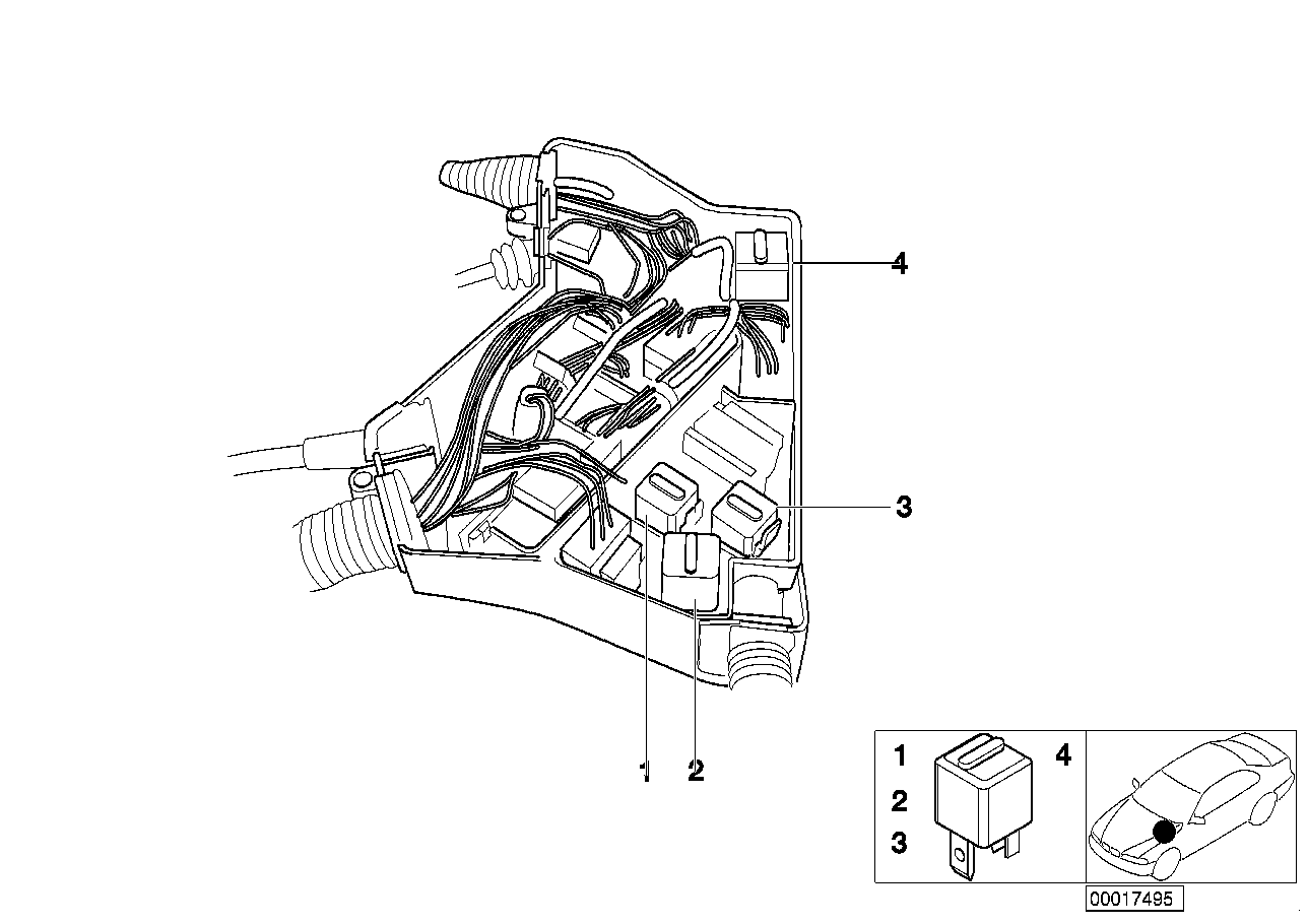 Relay positioning, engine compartment