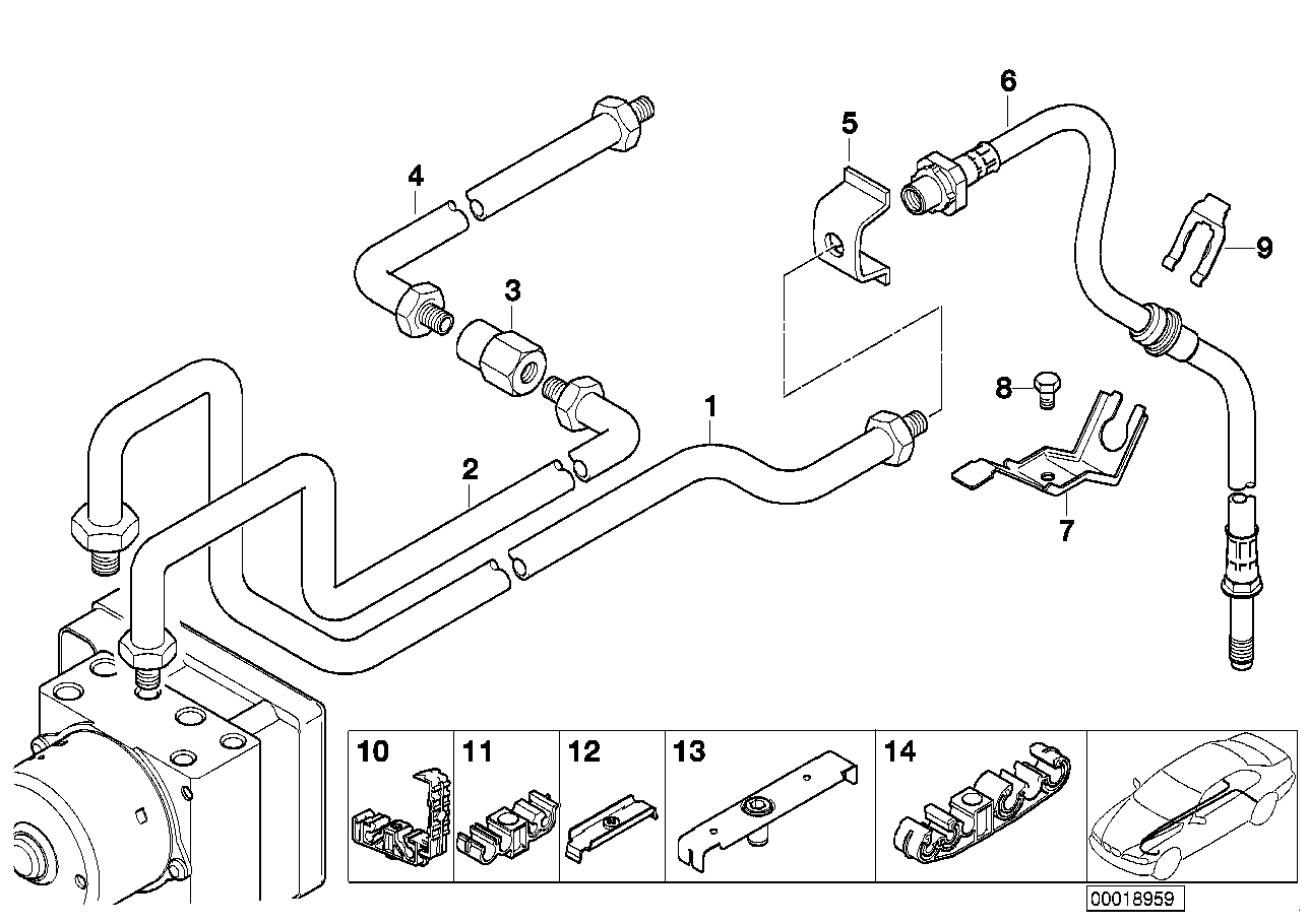 Brake pipe rear ABS/ASC+T