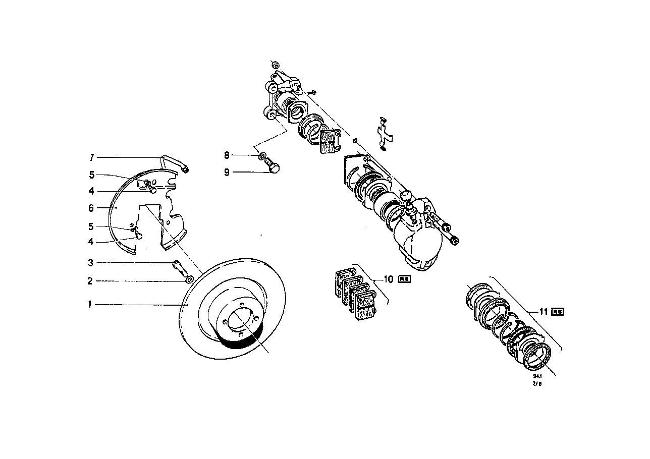 Front-wheel brake, single-circuit