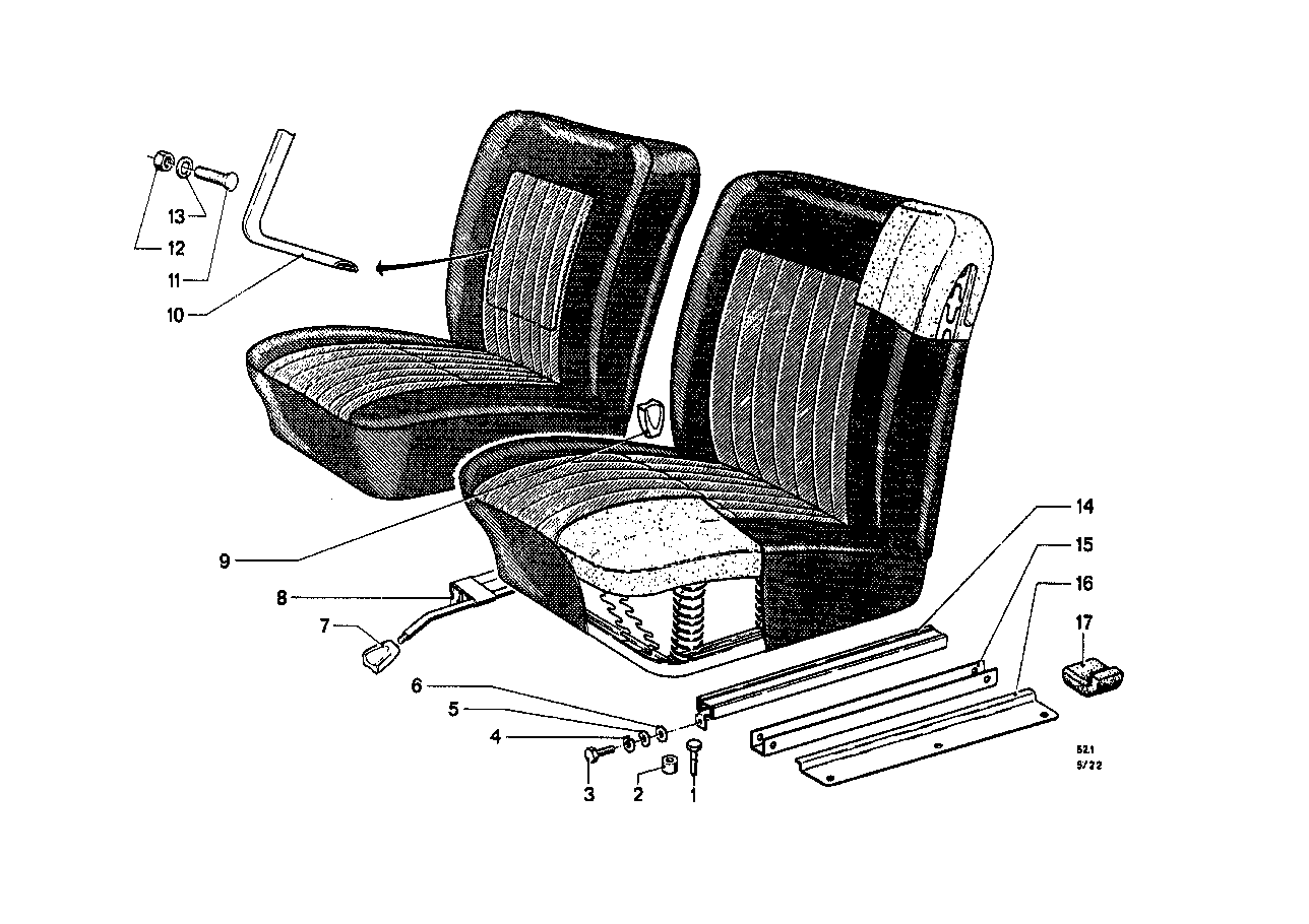 Pezzi di comandi sedile anteriore