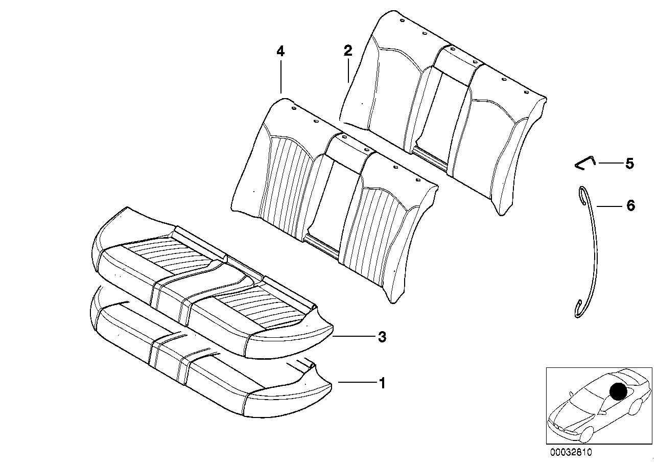 Seat, rear, cushion, & cover, basic seat