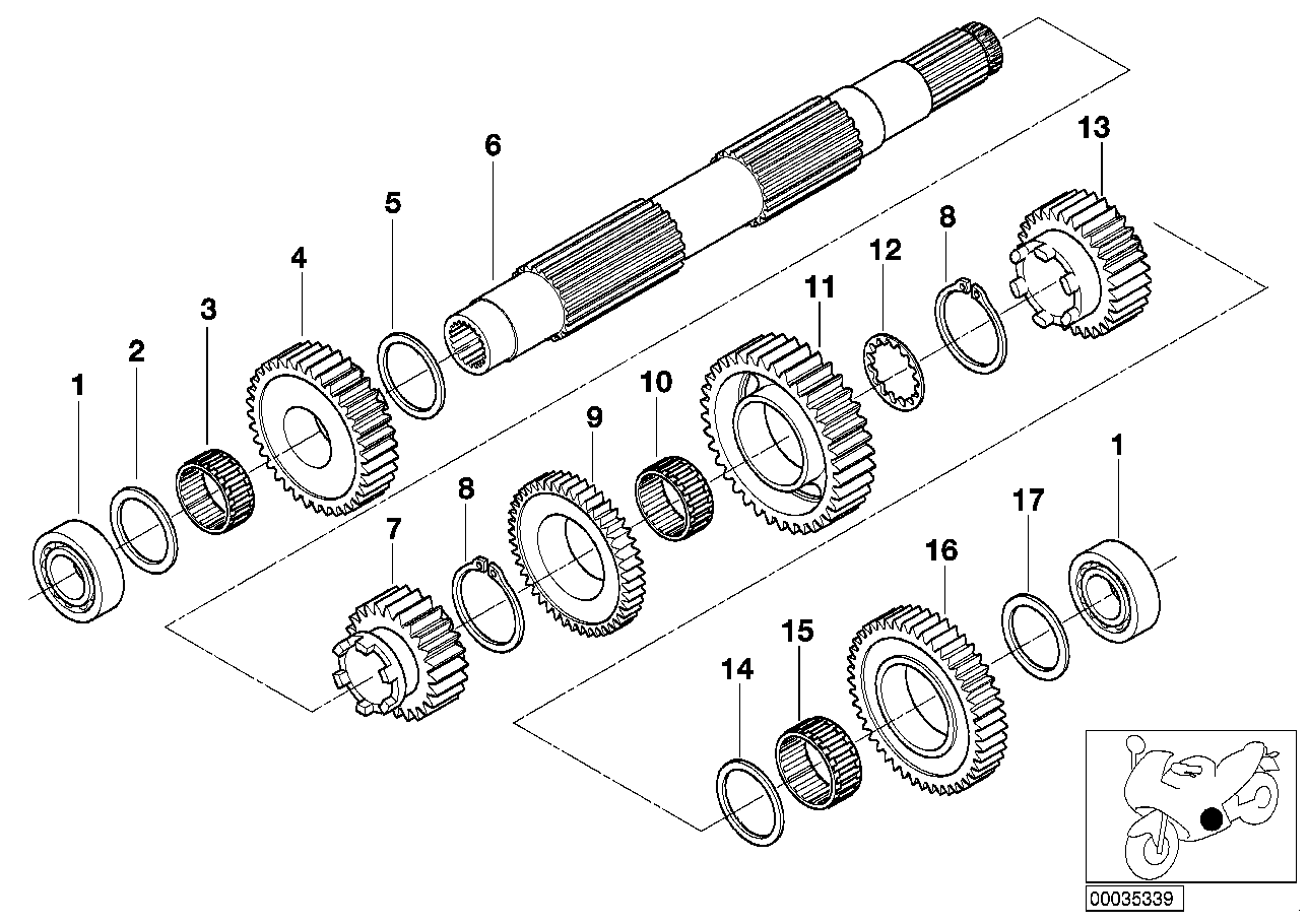 5 Gang Getriebe RFH-Abtriebswelle