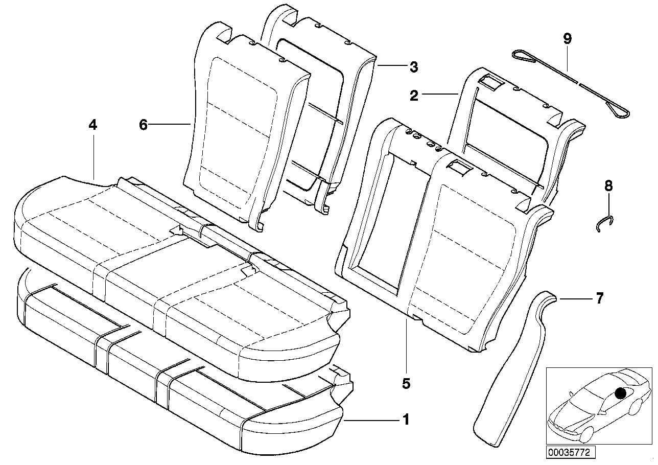 座椅 后部 座垫和座套 通入式装载系统