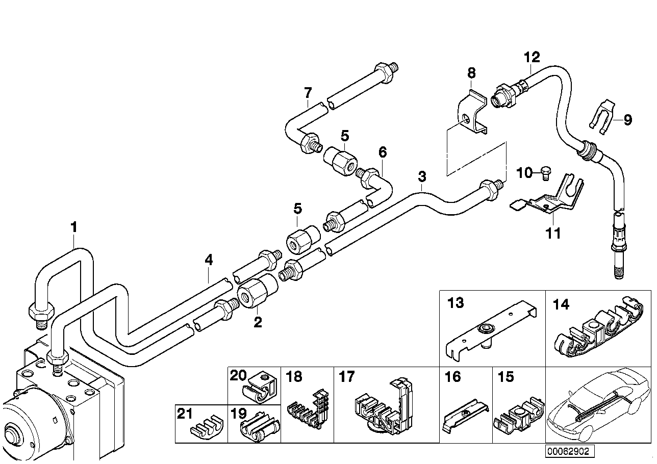 Brake pipe, rear, 4-wheel
