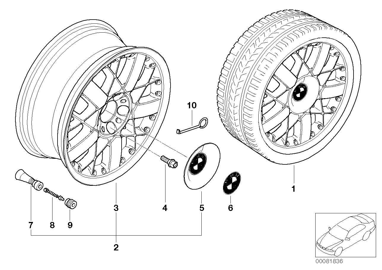 Jante composite rayons en etoile (st.77)
