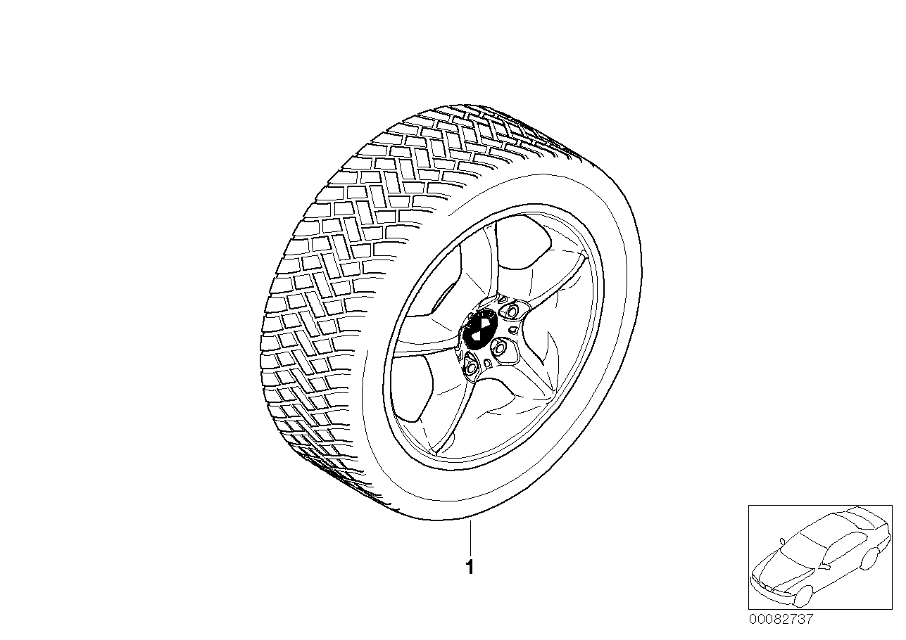 Winter wheel w.tyre star spoke 57 - 17