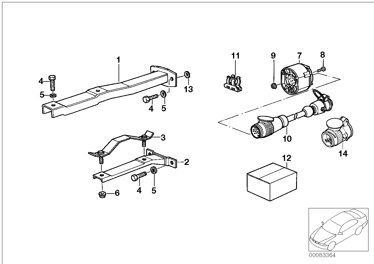 Trailer hitch/electr.attaching parts