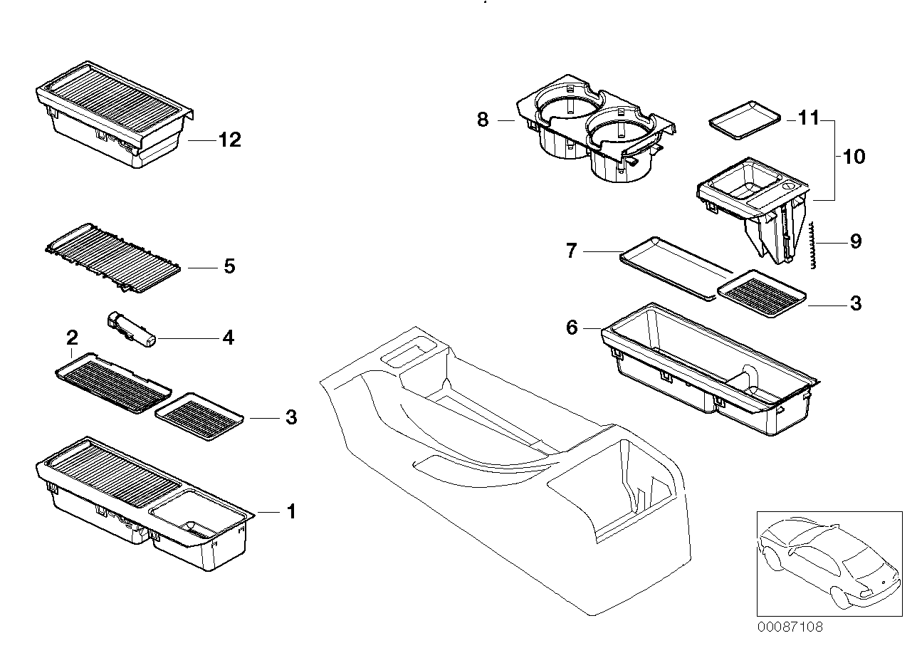 Storing partition mounting parts