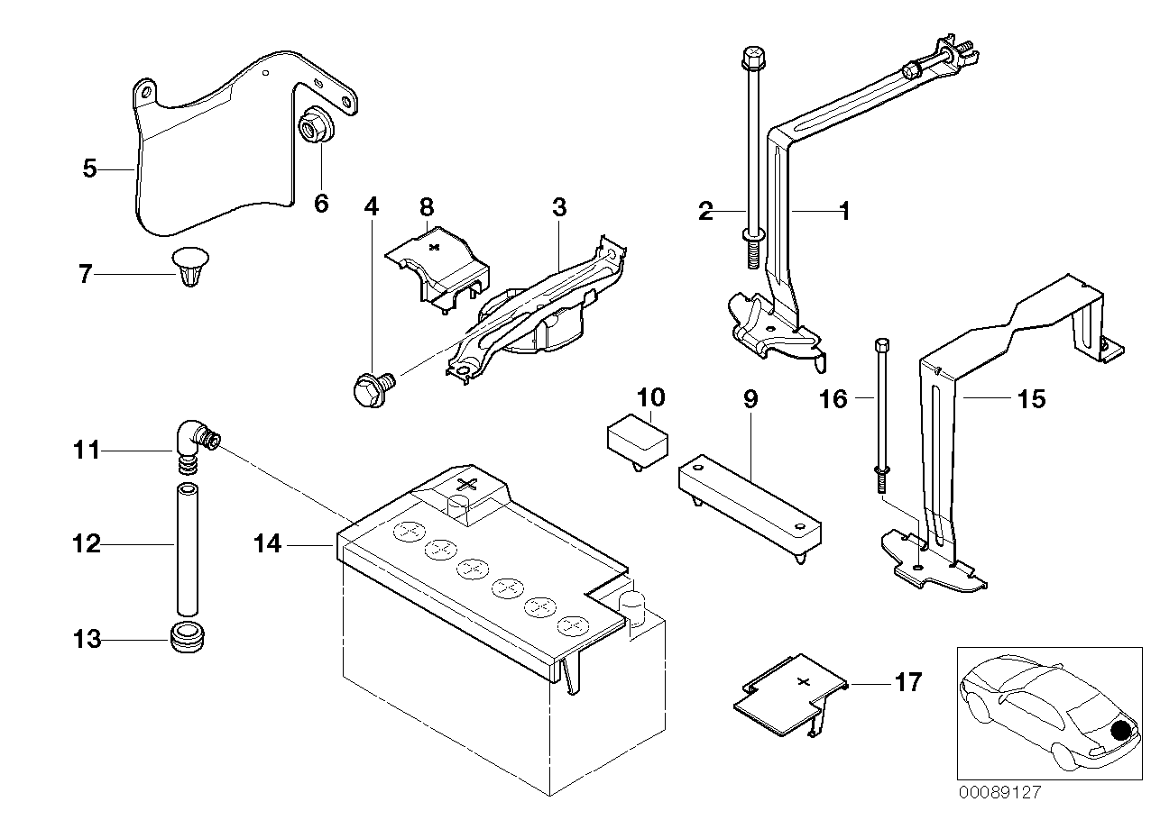 Battery holder and mounting parts