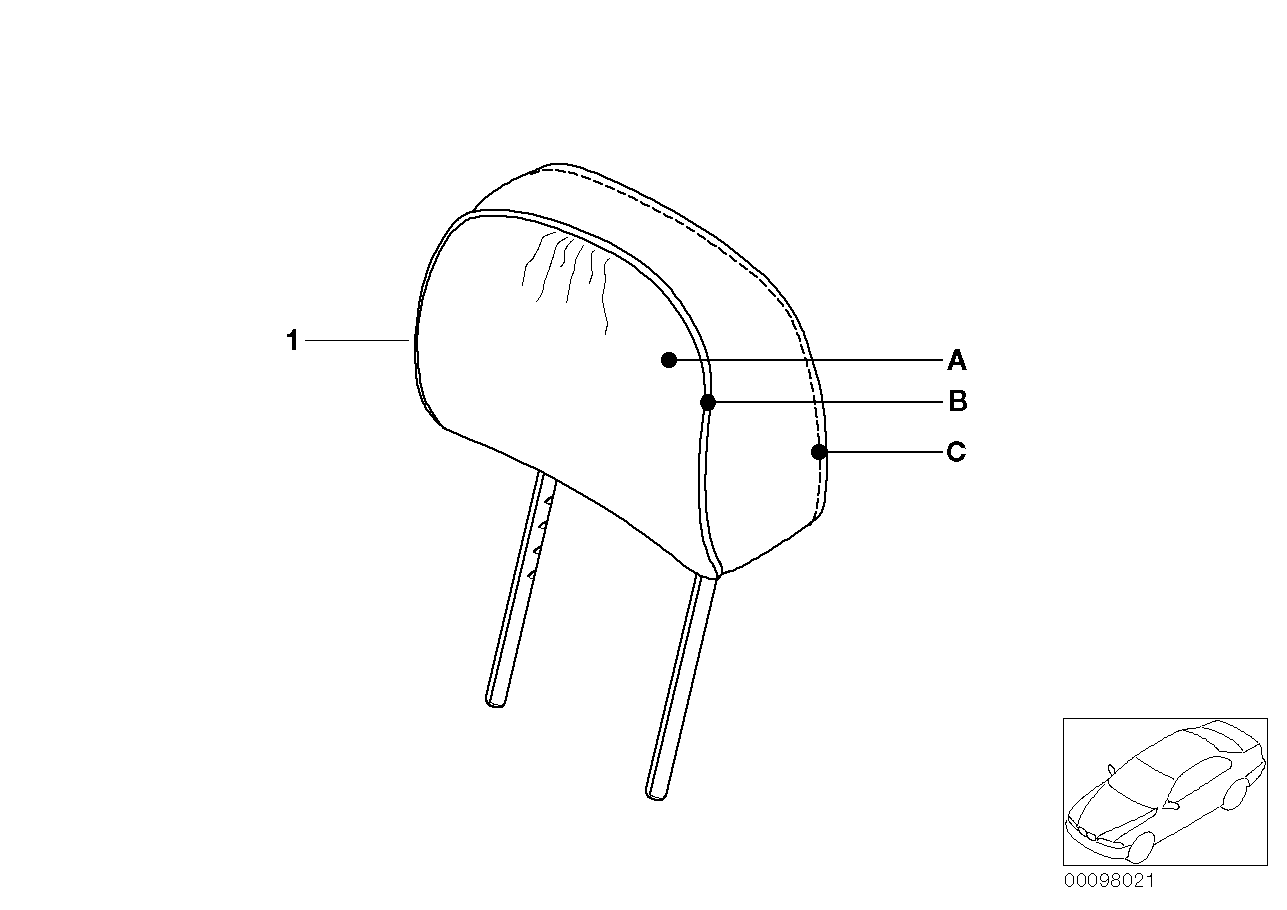 Indiv. headrest, leather, with piping