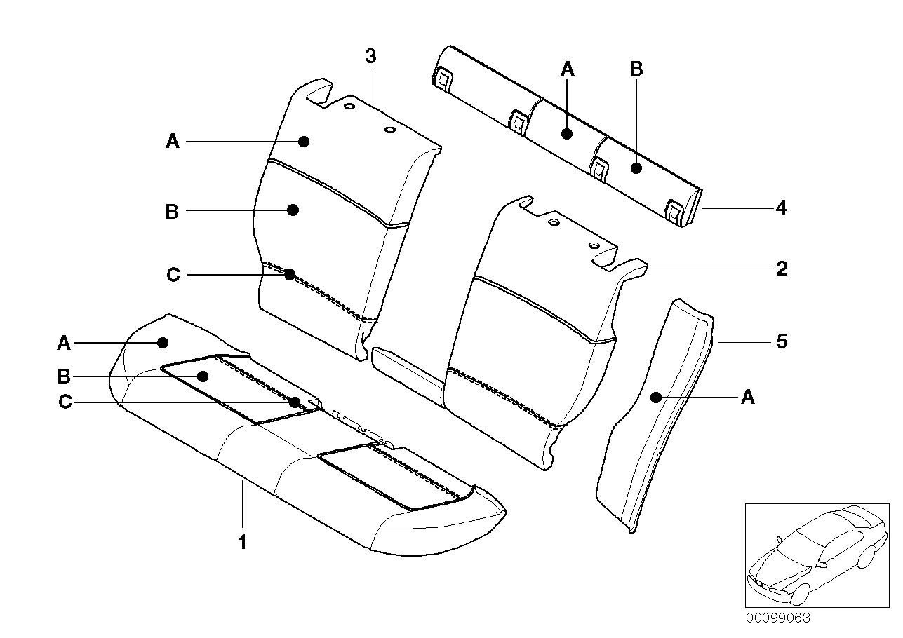Individual cover, seat, rear, leather Q9
