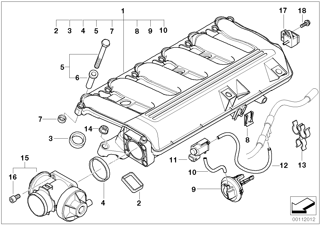 Intake manifold-AGR - Vacuum-controlled