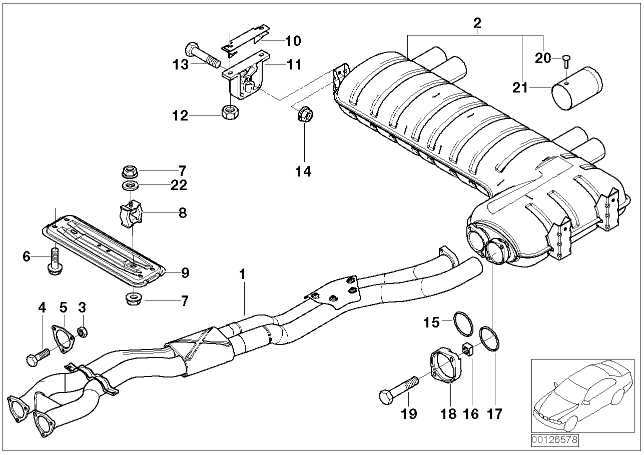 Intermediate pipe/rear silencer