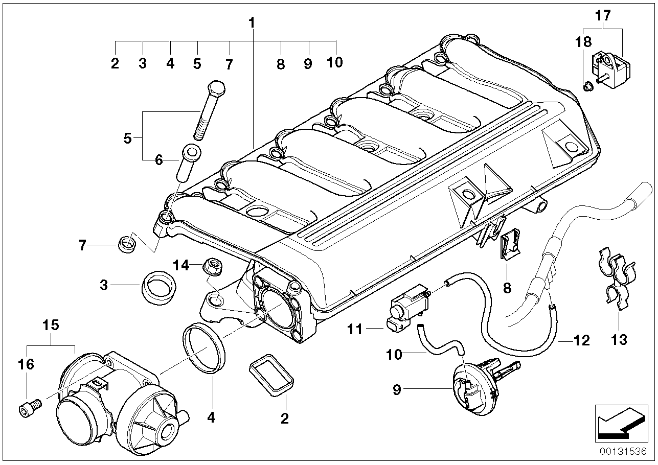 Intake manifold-AGR - Vacuum-controlled