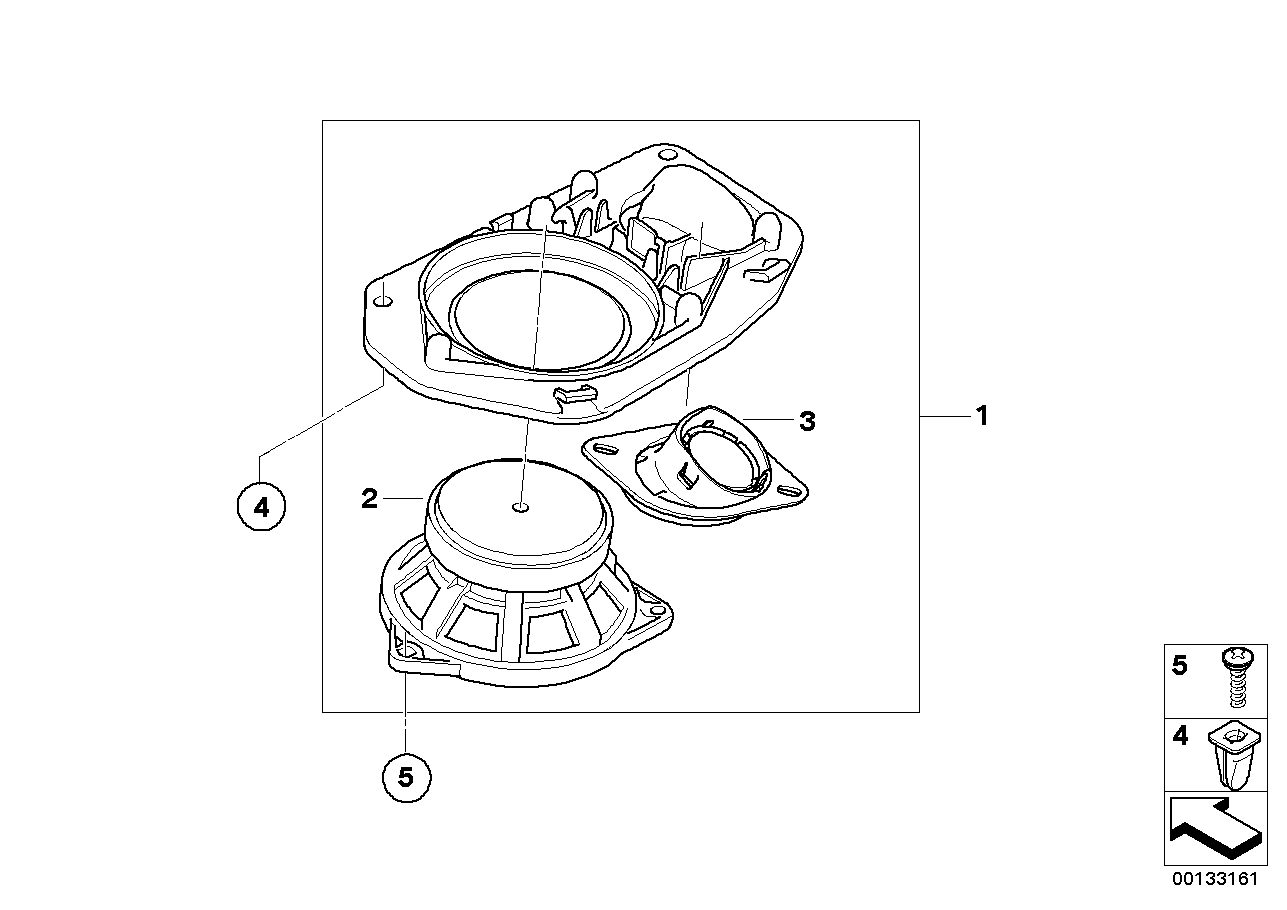 Parts f rear moulded headlng loudspeaker