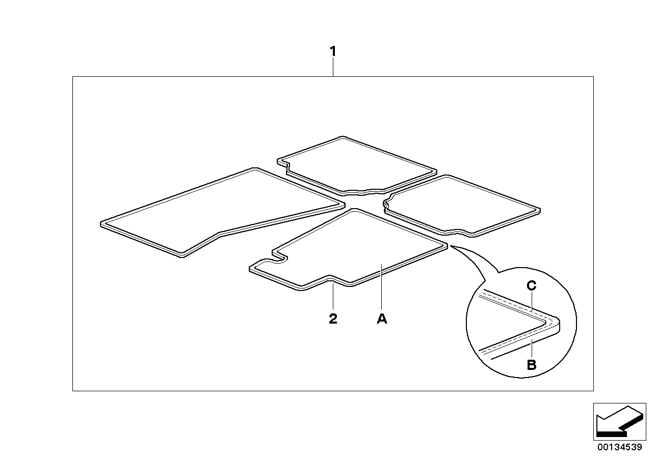 Individual floor mats, Leather border