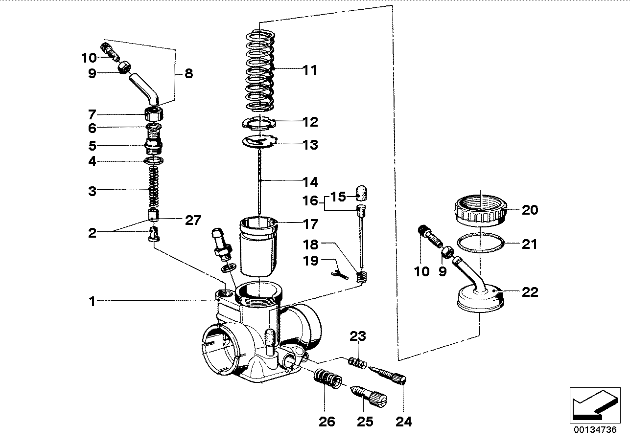 Carburetor-piston/adjuster/trigger