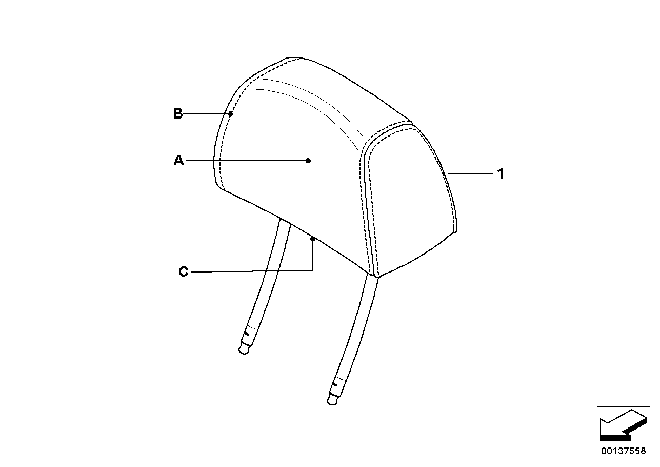 Ind. headrest, sports seat, front
