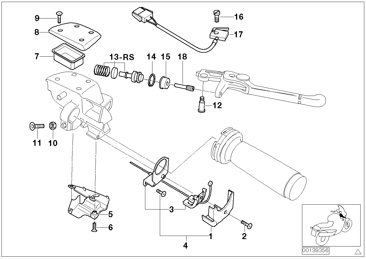 Single parts, handbrake lever